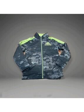 Adidas Full Zipper Boys Size 5T Track Jacket Neon Green Black Athletic Sports
